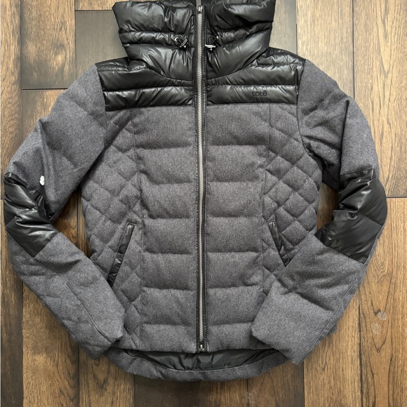 Lole Jackets & Blazers - Lole Quilted Grey and Black Hooded Puffer Jacket
